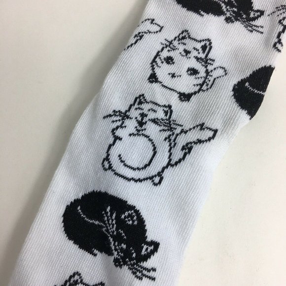 Rude Cat Womens Crew Socks Hot Topic Black White Meow Cats Kittens Kitty Fun New - Picture 5 of 12